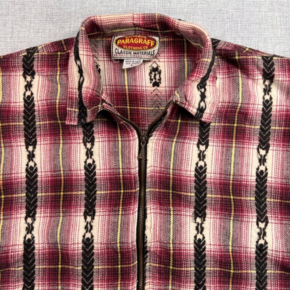 VTG 90s Paragraph Plaid Full Zip Flannel Shirt Jacket Men Large Western Aztec - Picture 2 of 9
